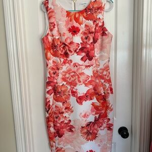 Calvin Klein Red Floral Midi Dress